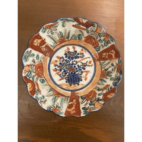 Vintage Japanese Imari Bowl Porcelain Round Scalloped Edges Pedestal 6" x 2.5" - Picture 4 of 15